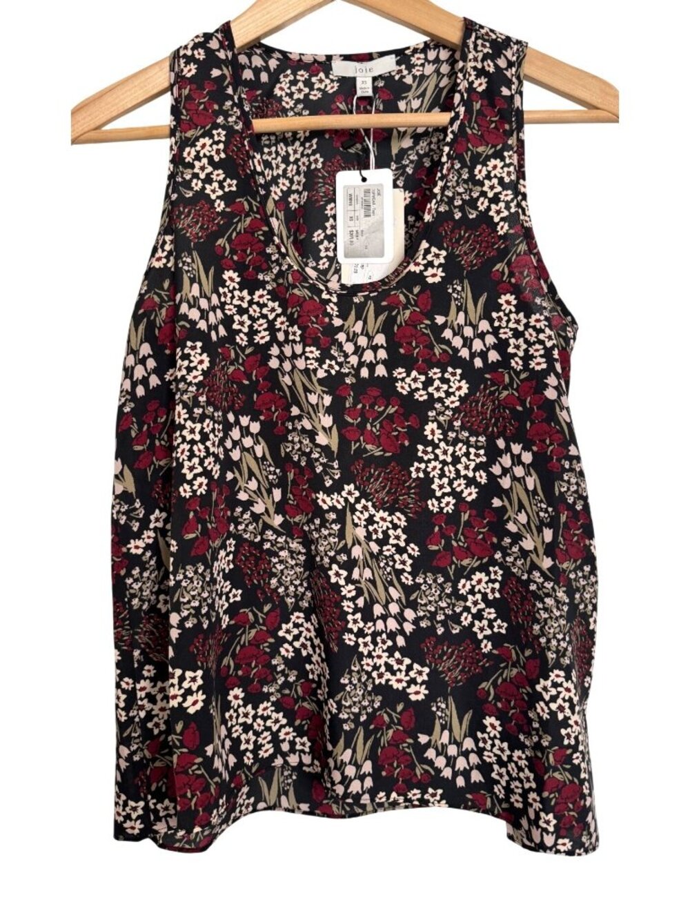 Joie Anevy Print Sleevless Size XS NWT Tank Blouse Black White Wine